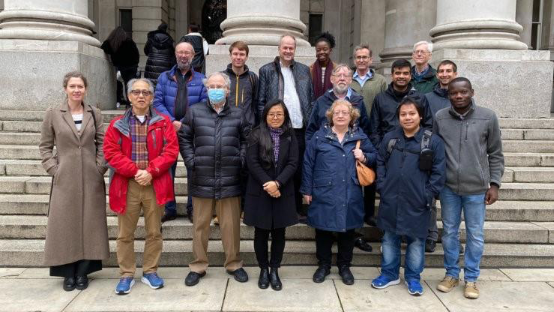 Conference attendees at the ESCoE/IARIW intangible assets conference outside the Royal Exchange during the Saturday walking tour, London 2021