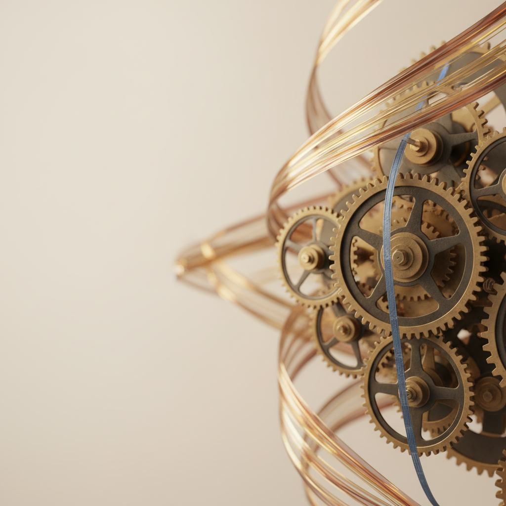 Abstract visualisation of productivity growth analysis showing data trajectories and financial metrics