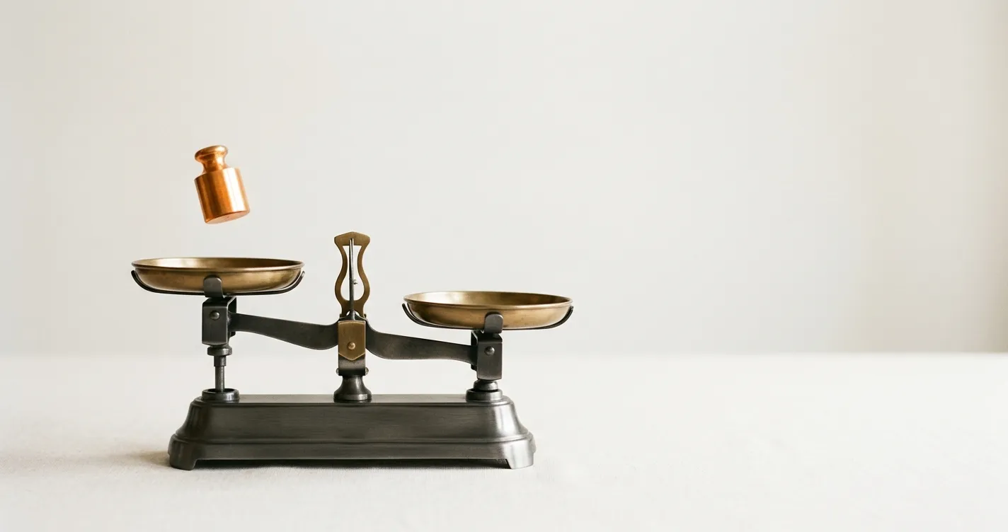 A balance scale being re-levelled with an added weight, representing correcting an undervalued offer