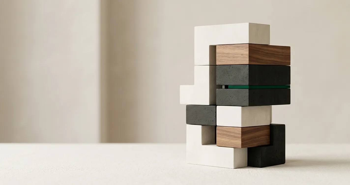 A maquette of stacked interlocking modular blocks, representing a deliberately engineered scaleup operating model