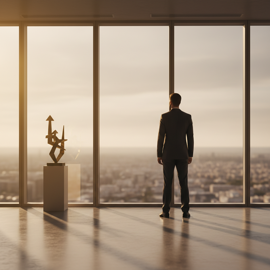 Business leader looking out over city skyline — intangible asset assessment for founders